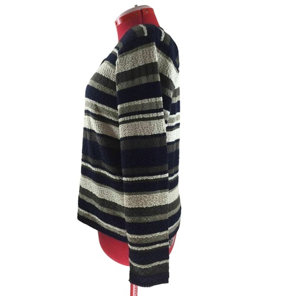 Reba Rose Striped Cardigan Sz L Cotton Like Acrylic Knit Boho Sweater Vtg USA - Picture 5 of 8